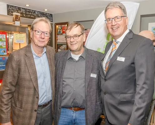 Ehemaliger infra-Geschäftsführer Stefan Harcke und die heutige infra-Spitze mit Martin Vey und Christian Weske (von links).