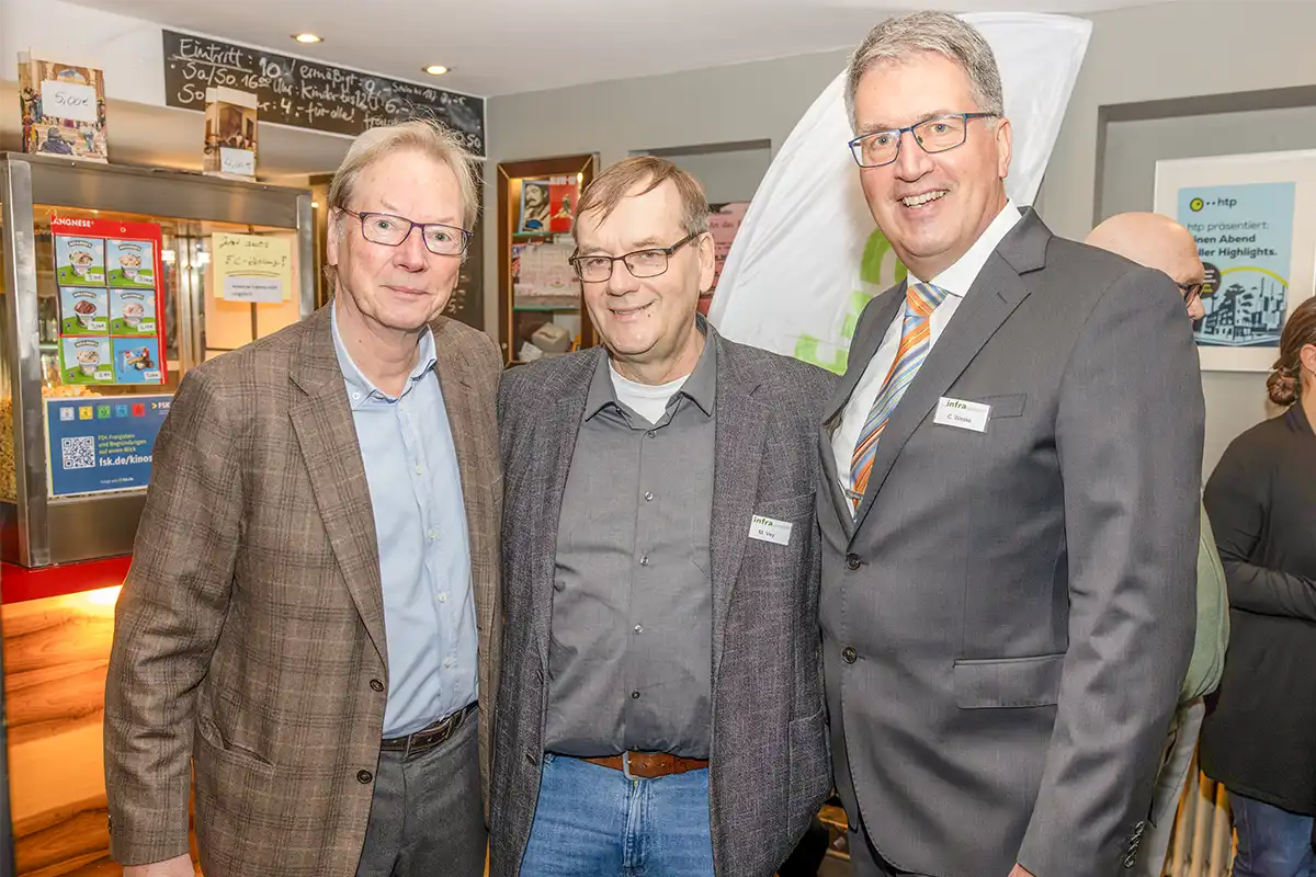 Ehemaliger infra-Geschäftsführer Stefan Harcke und die heutige infra-Spitze mit Martin Vey und Christian Weske (von links).