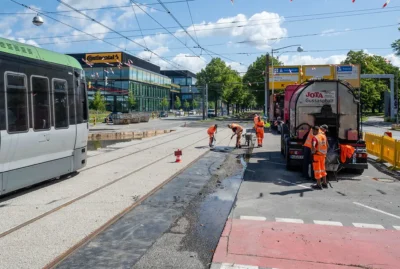 Gleisarbeiten auf der Hans-Böckler-Allee
